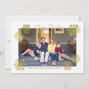 Gold Shimmering Chic Snowflake Holiday Photo Card