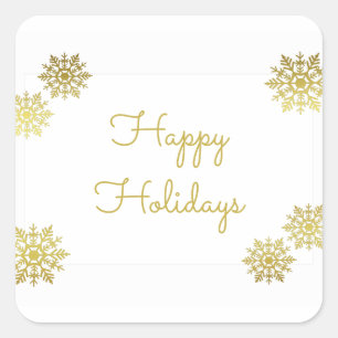 Gold Shimmering Chic Snowflake Holiday Square Sticker