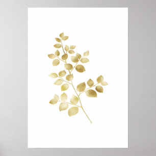 Gold Shimmery Leaves Matte Poster