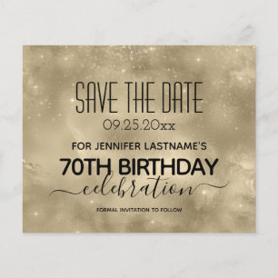 Gold Shine 70th Birthday Save the Date Budget