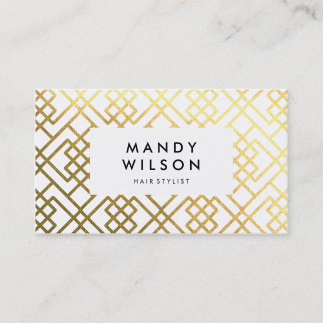 Gold Shine and White Stylish Business Cards (Front)