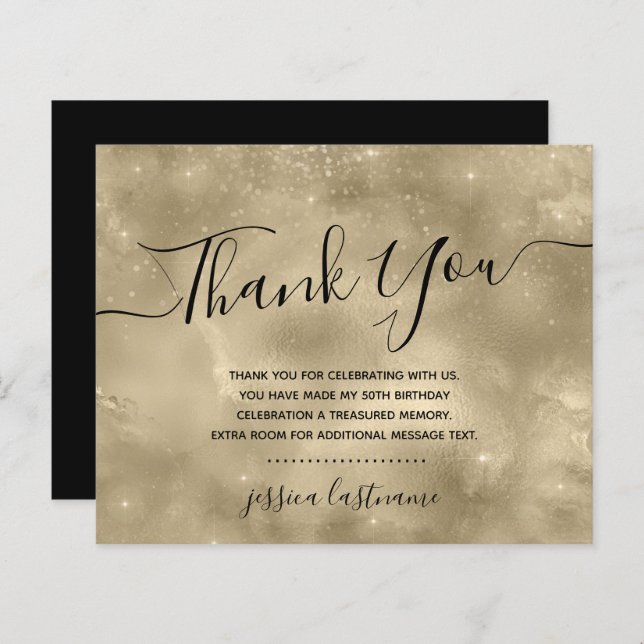 Gold Shine Budget Thank You Card (Front/Back)
