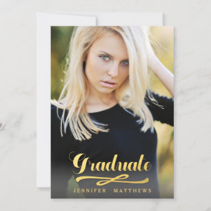 Gold Shine Chalkboard Graduation Party Invitation