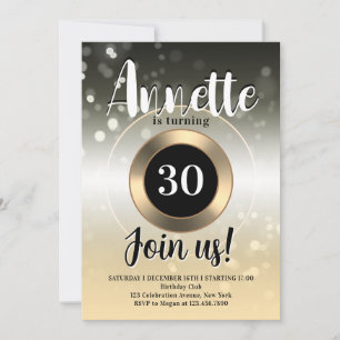 Gold shine glittery birthday party  invitation