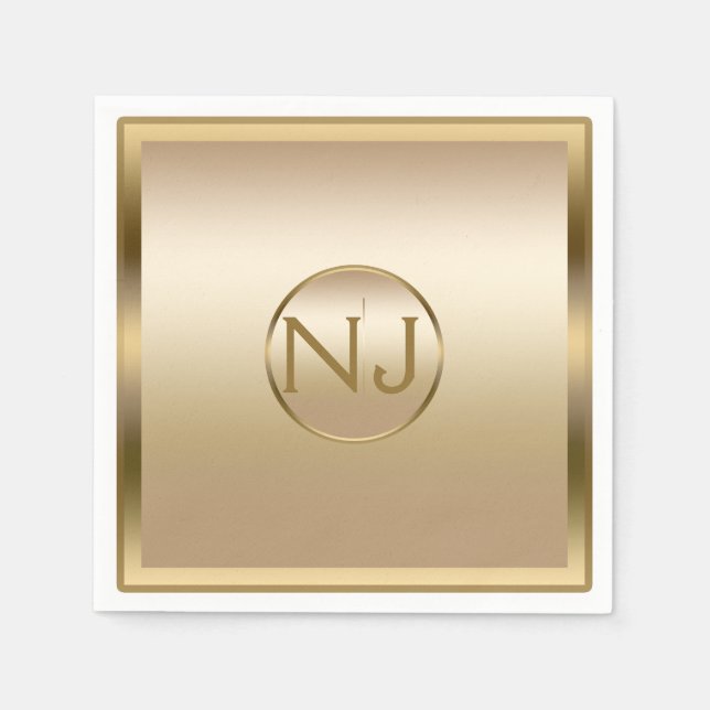 Gold Shine Golden Shiny Modern Glam Party Napkin (Front)