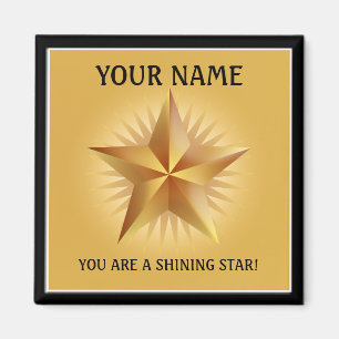 Gold Shining Star Custom Magnet