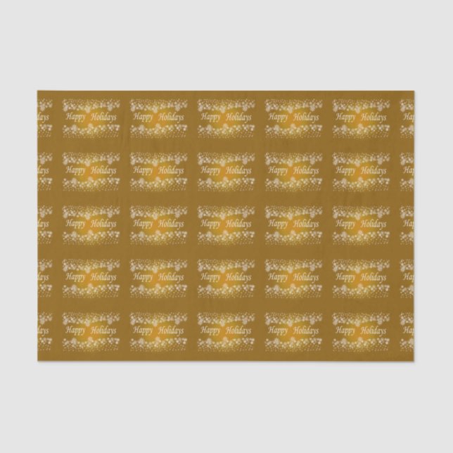 Gold Shining Stars Happy Holiday Tissue Paper (Front)