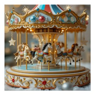 gold shinning carousel poster