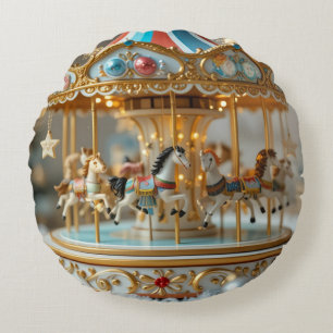 gold shinning carousel round cushion
