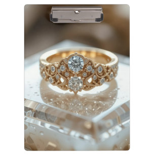 gold shinning diamond ring clipboard
