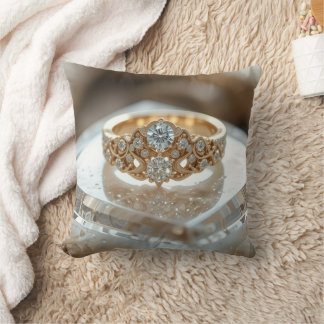 gold shinning diamond ring cushion