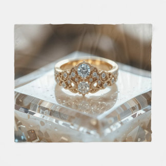 gold shinning diamond ring fleece blanket