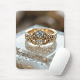 gold shinning diamond ring mouse pad