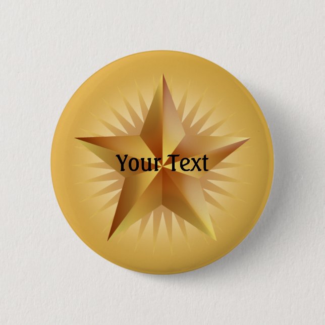 Gold Shinning Star Custom Button (Front)