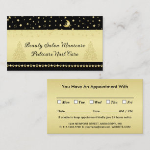 Gold shiny Christmas stars, paws on gold & black Appointment Card