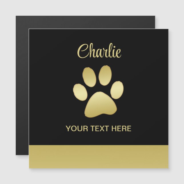  Gold Shiny Dog Paw on black background (Front/Back)