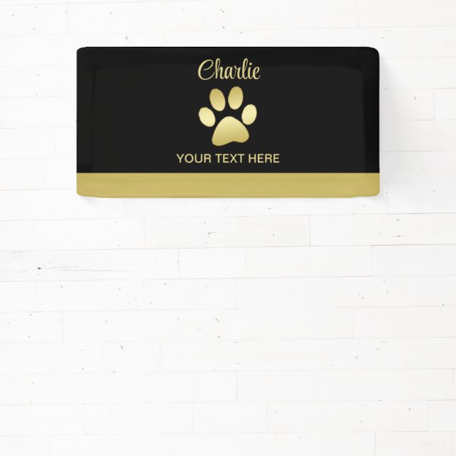  Gold Shiny Dog Paw on black background Banner (Insitu)