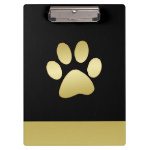 Gold Shiny Dog Paw on black background Clipboard