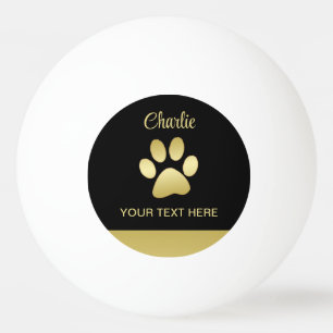 Gold Shiny Dog Paw on black background Ping Pong Ball