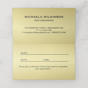 Gold Shiny Dog Paw on black Pet Grooming Service Appointment Card