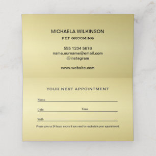Gold Shiny Dog Paw on black Pet Grooming Service Appointment Card