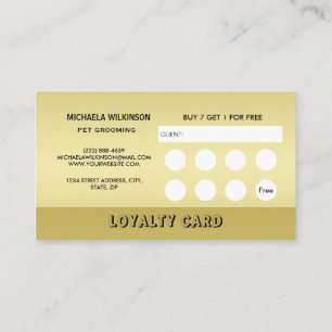 Gold Shiny Dog Paw on black Pet Grooming Service Loyalty Card