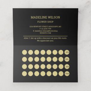 Gold Shiny Flower Palm Leaves on black Appointment Card