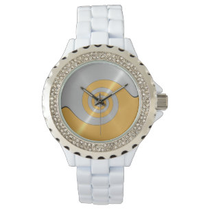 Gold Shiny Radial Steel Metal Watch