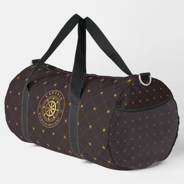 Gold Ship Wheel Duffle Bag (Right Corner)