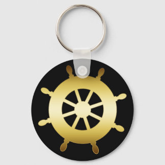 GOLD SHIP WHEEL KEY RING