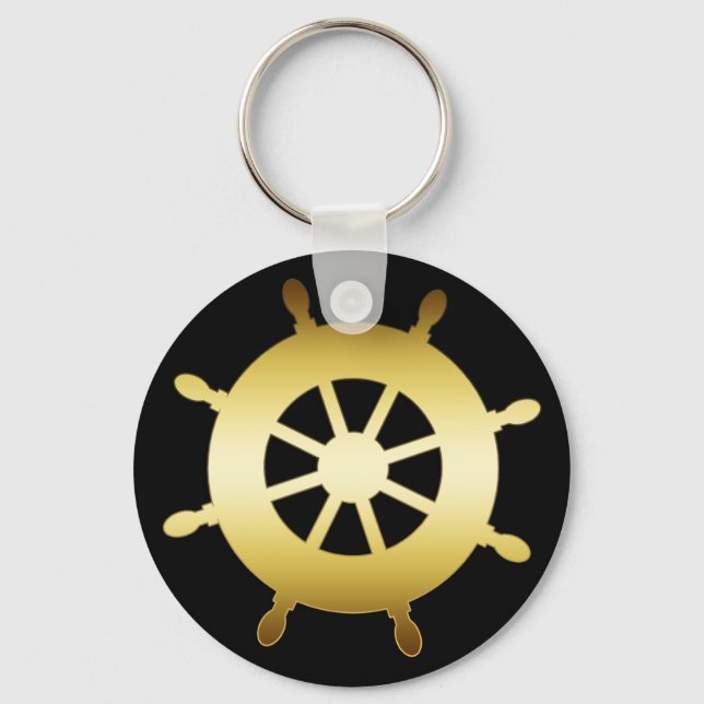 GOLD SHIP WHEEL KEY RING (Front)