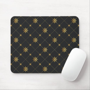 Gold Ship Wheel Mouse Pad