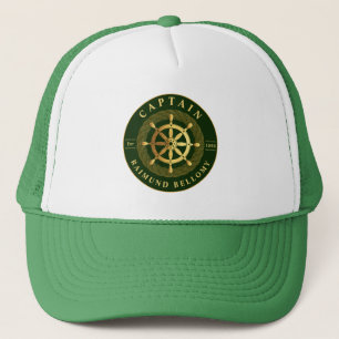 Gold Ship Wheel Trucker Hat