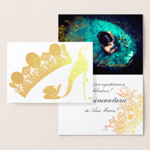 Gold Shoe, Crown, Floral Scroll Photo Overlay Foil Card