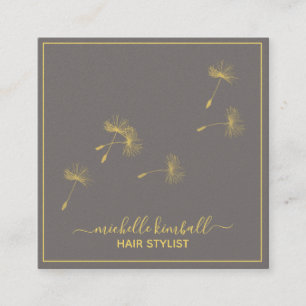 Gold Signature Dandelion Square Business Card