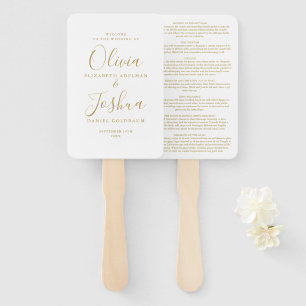 Gold Signature Script Jewish Wedding Hand Fan