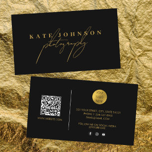 Gold Signature Script QR Code Social Media Business Card