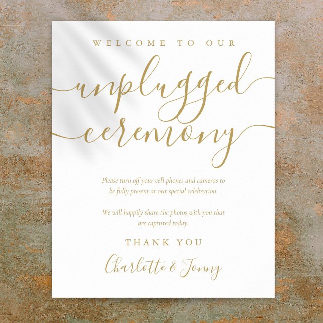 Gold Signature Script Unplugged Ceremony Sign (Gold Signature Script Unplugged Ceremony Sign)