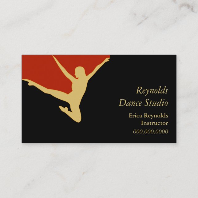 Gold Silhouette Dancer Business Card (Front)