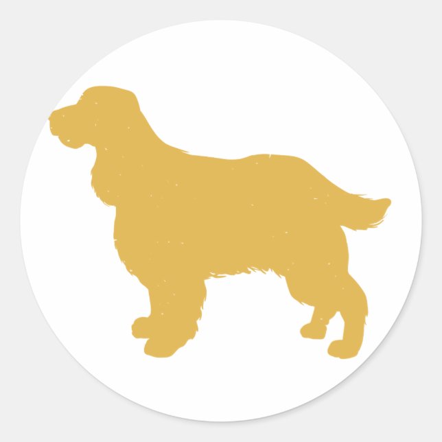 Gold silhouette of Cocker - Choose back colour Classic Round Sticker (Front)