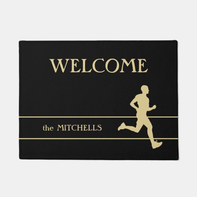 Gold Silhouette Runner Welcome Doormat (Front)