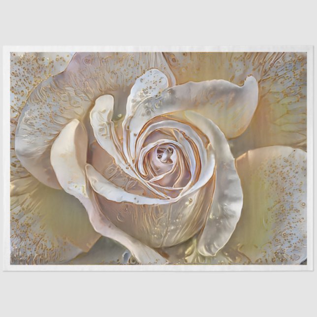 Gold Silk Beautiful Unique Rose Art Dream Tissue Paper (Front)