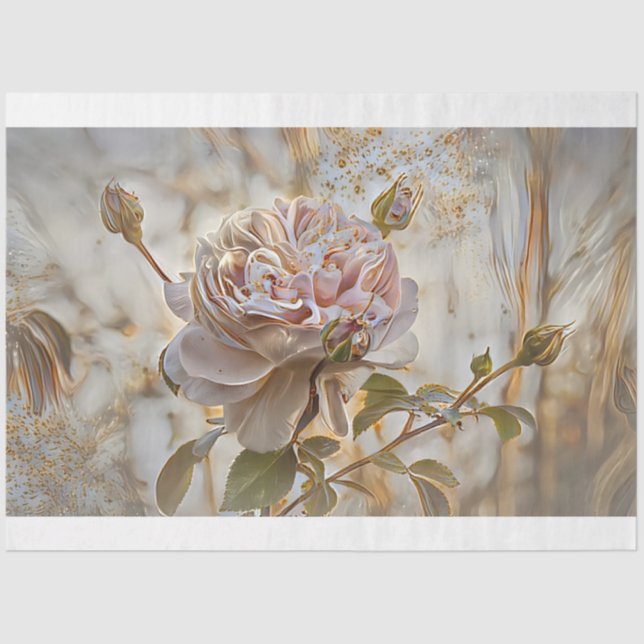 Gold Silk Elegant Unique Rose Art Dream Tissue Paper (Front)