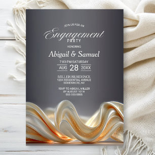 Gold Silk Engagement Party Invitation