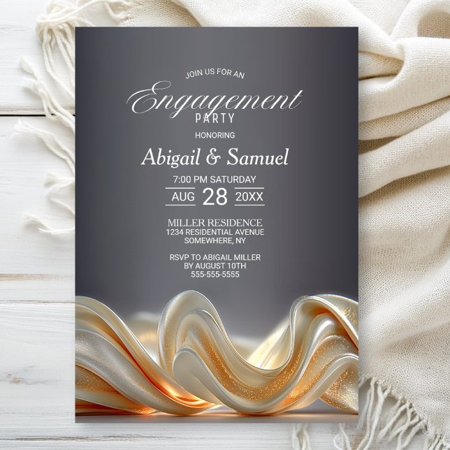 Gold Silk Engagement Party Invitation (Creator Uploaded)