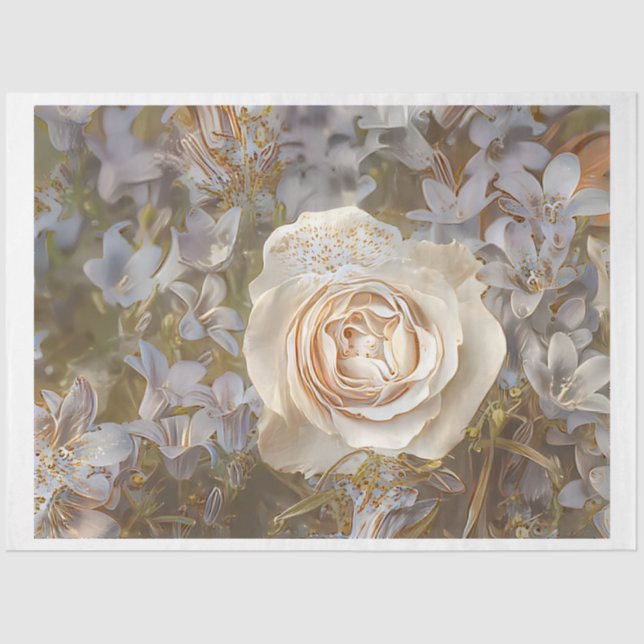 Gold Silk Popular Unique Rose Art Dream Tissue Paper (Front)