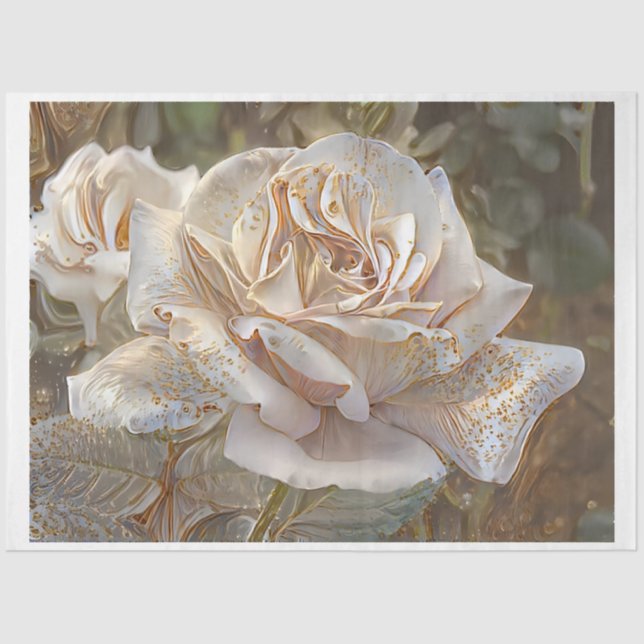Gold Silk Rose Art Dream Tissue Paper (Front)