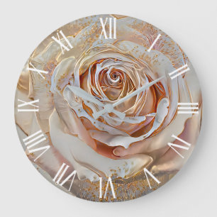 Gold Silk Simple Unique Rose Art Dream Large Clock