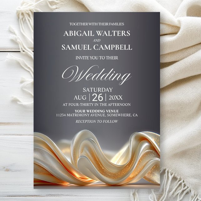 Gold Silk Wedding  Invitation (Creator Uploaded)