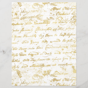 Gold Silver 2 Sided Old Handwriting Scrapbook
